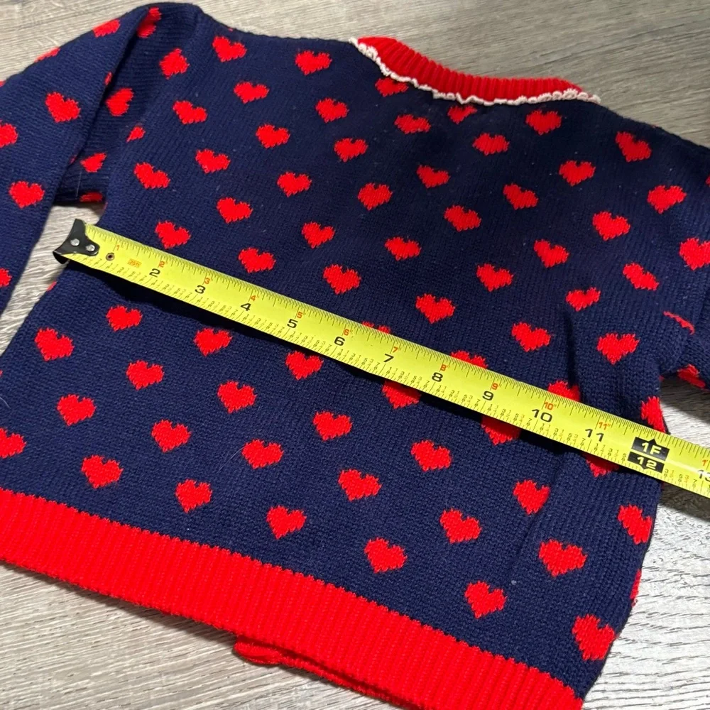 Vintage Girls Jelly Beans Hearts Bows Button Cardigan sweater 80s - Picture 5 of 6